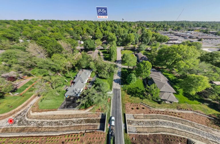 aerial panoramic view drome a drone of a residential neighborhood | P-Tn