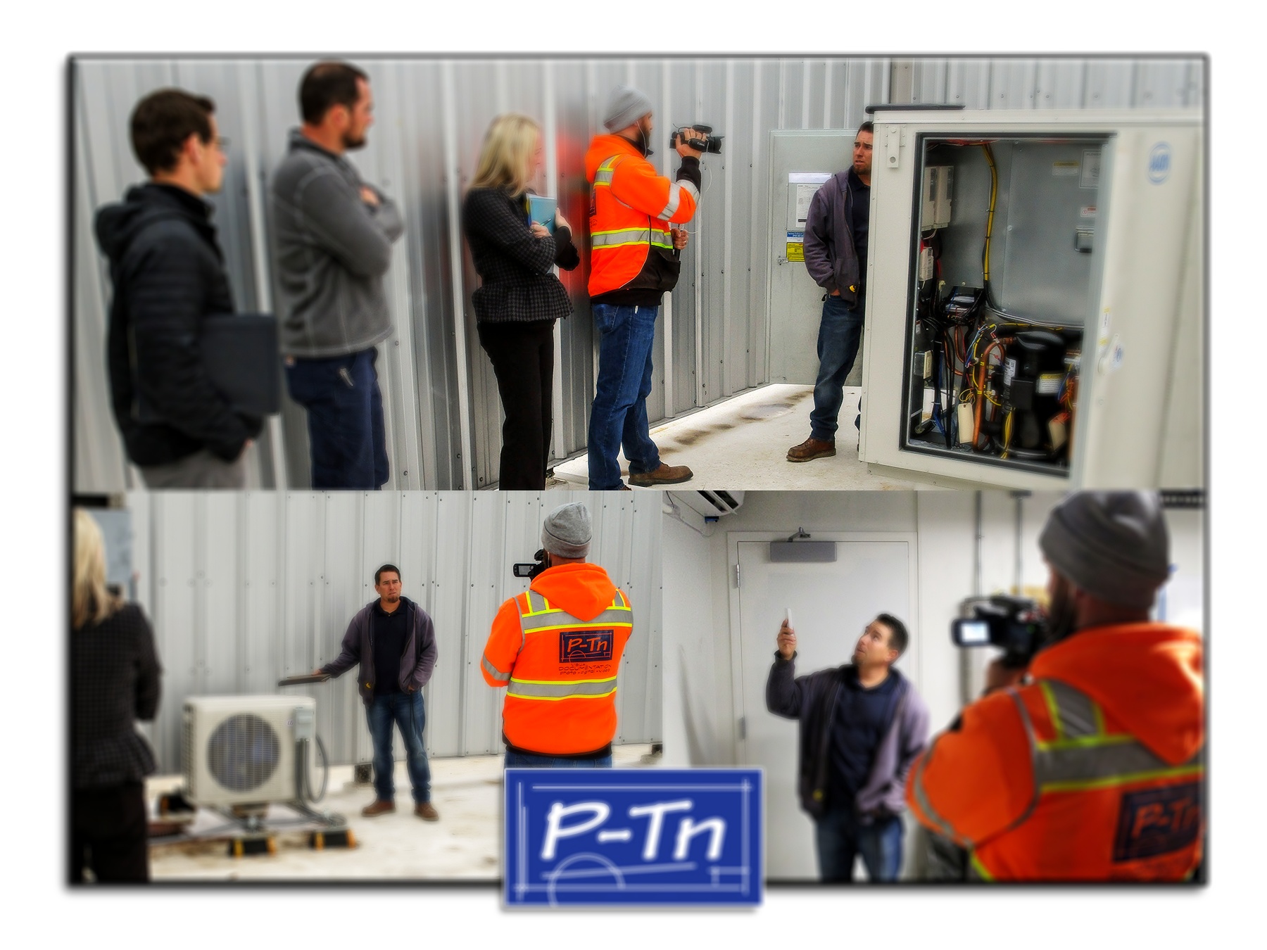 could be man recording a presentation of someone explaining how the HVAC system works | P-Tn