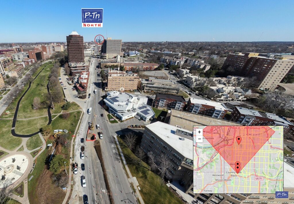 panoramic view of construction work at the Country Club Plaza in Kansas City Missouri