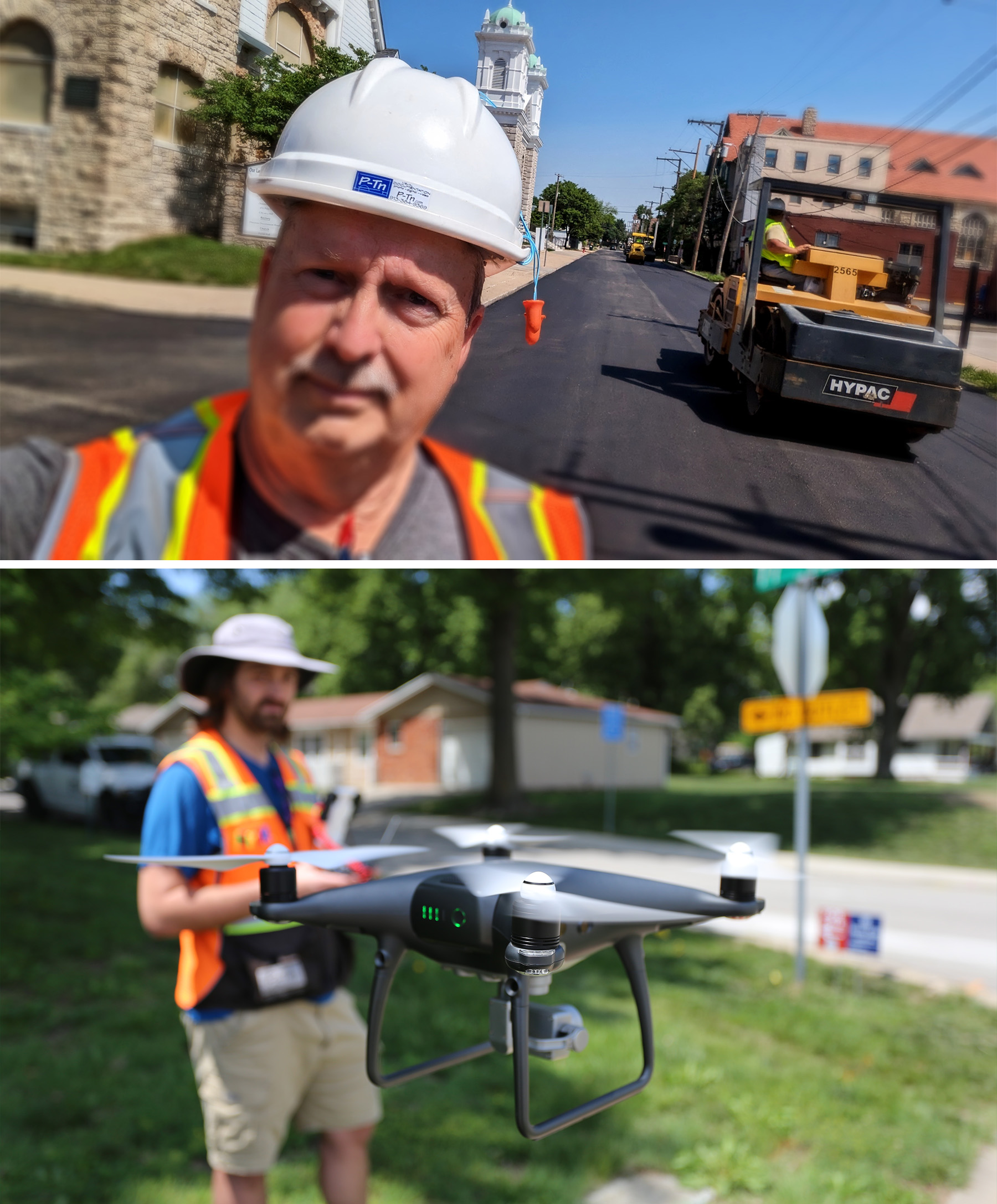 Road Paving and drone flight | P-Tn