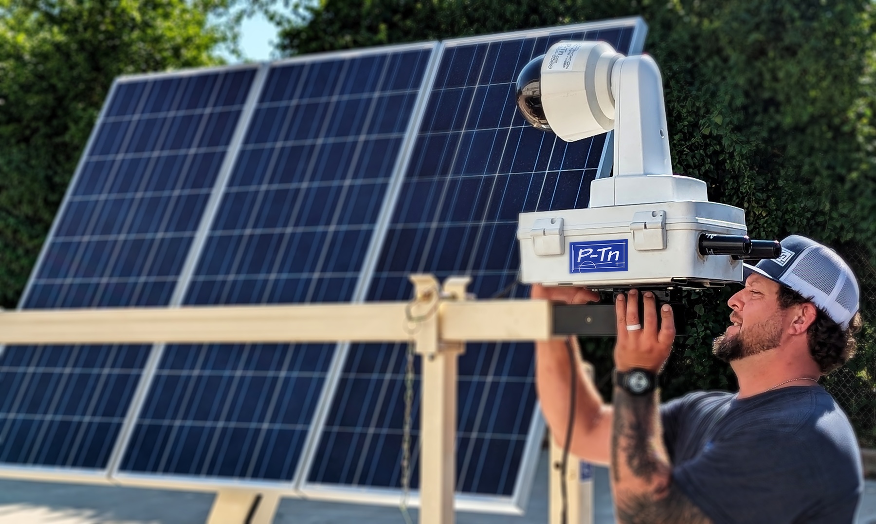 Web camera and solar panels for construction site monitoring