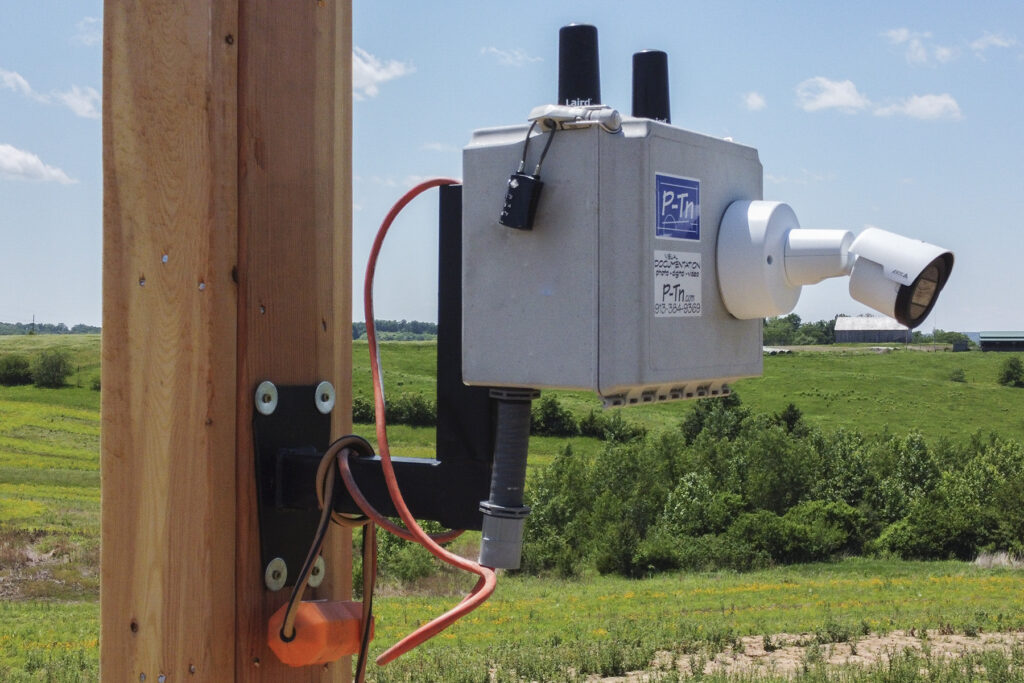 Webcam mounted on post